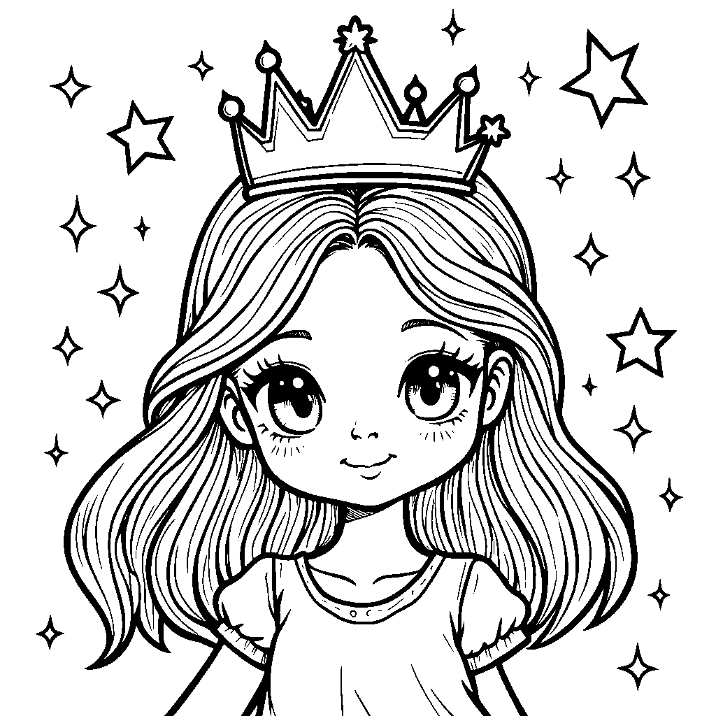 Girl Wearing a Crown of Stars