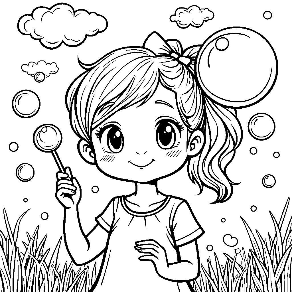 Girl with a Bubble Wand