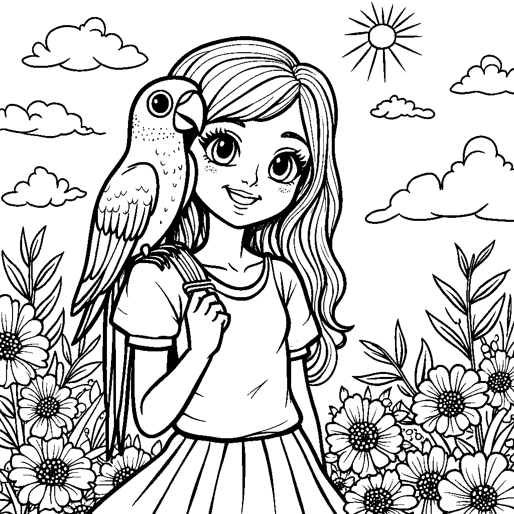 Girl with a Parrot on Her Shoulder