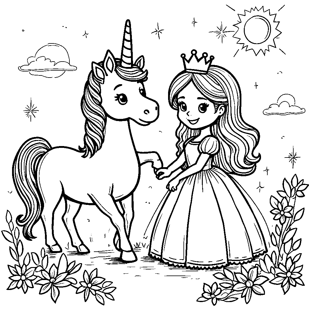 Princess with a Unicorn Pet