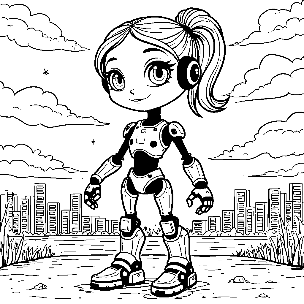 Robot Girl with Glowing Eyes