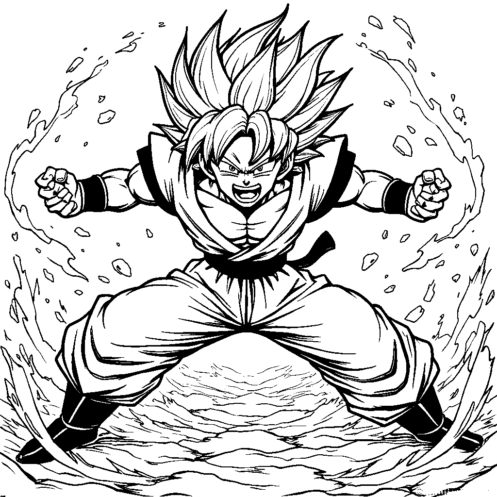 Goku charging up his Kamehameha energy wave