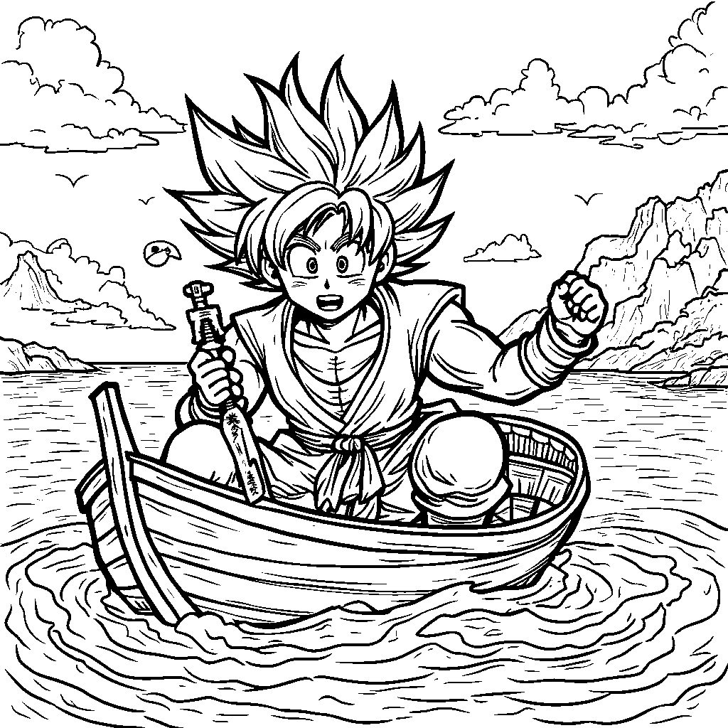 Goku dressed as a pirate for a treasure hunt adventure