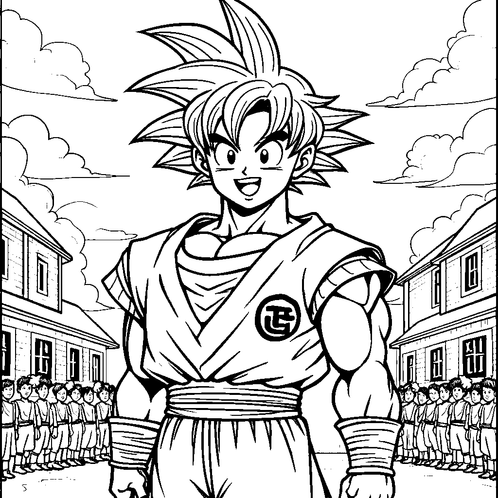 Goku getting ready for a school talent show performance