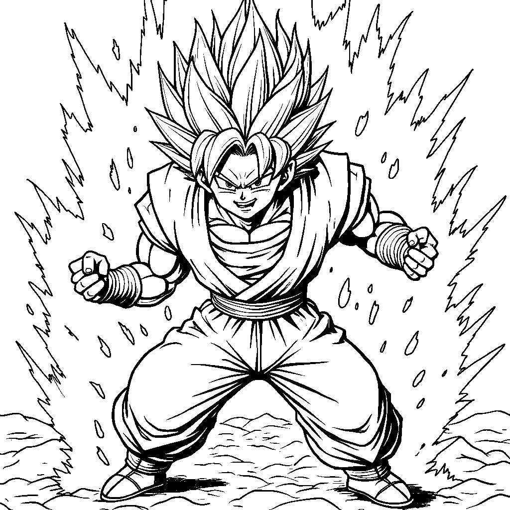 Goku turning Super Saiyan Blue in the heat of battle