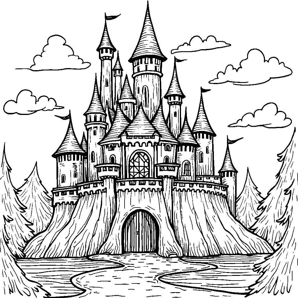 A Grinch-inspired castle with towers and moats