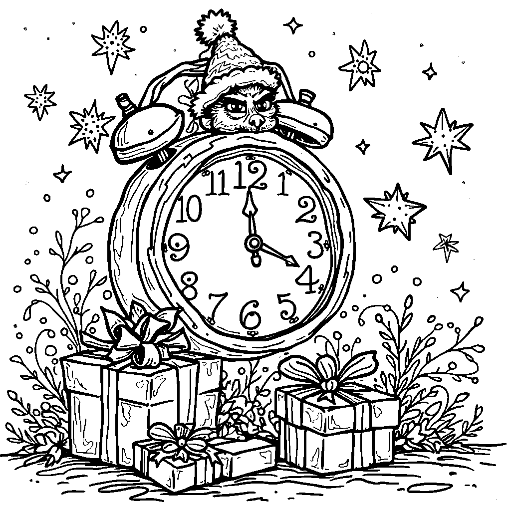 A Grinch-themed clock ticking away to Christmas