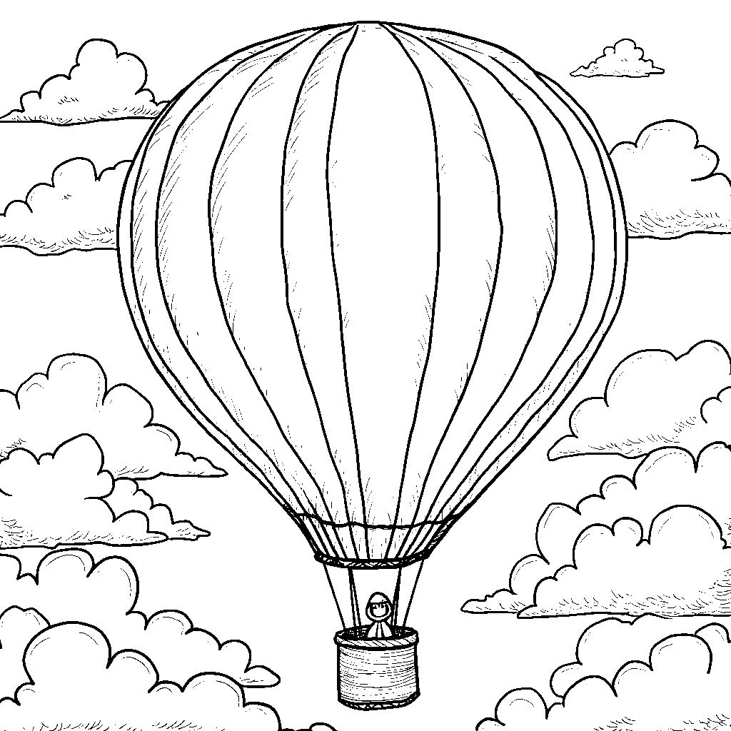 A letter H shaped hot air balloon floating in the sky