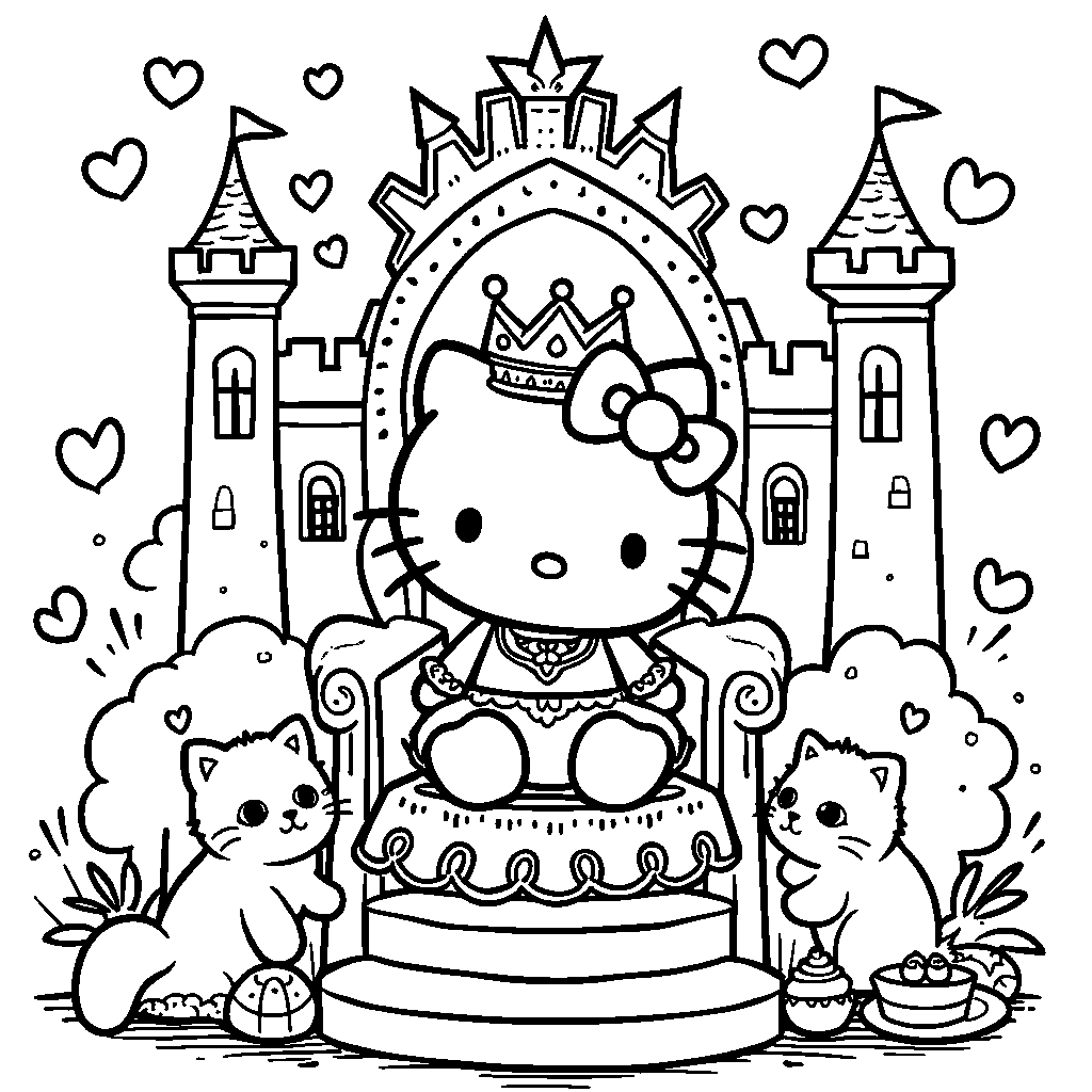 Hello Kitty as a princess in a castle