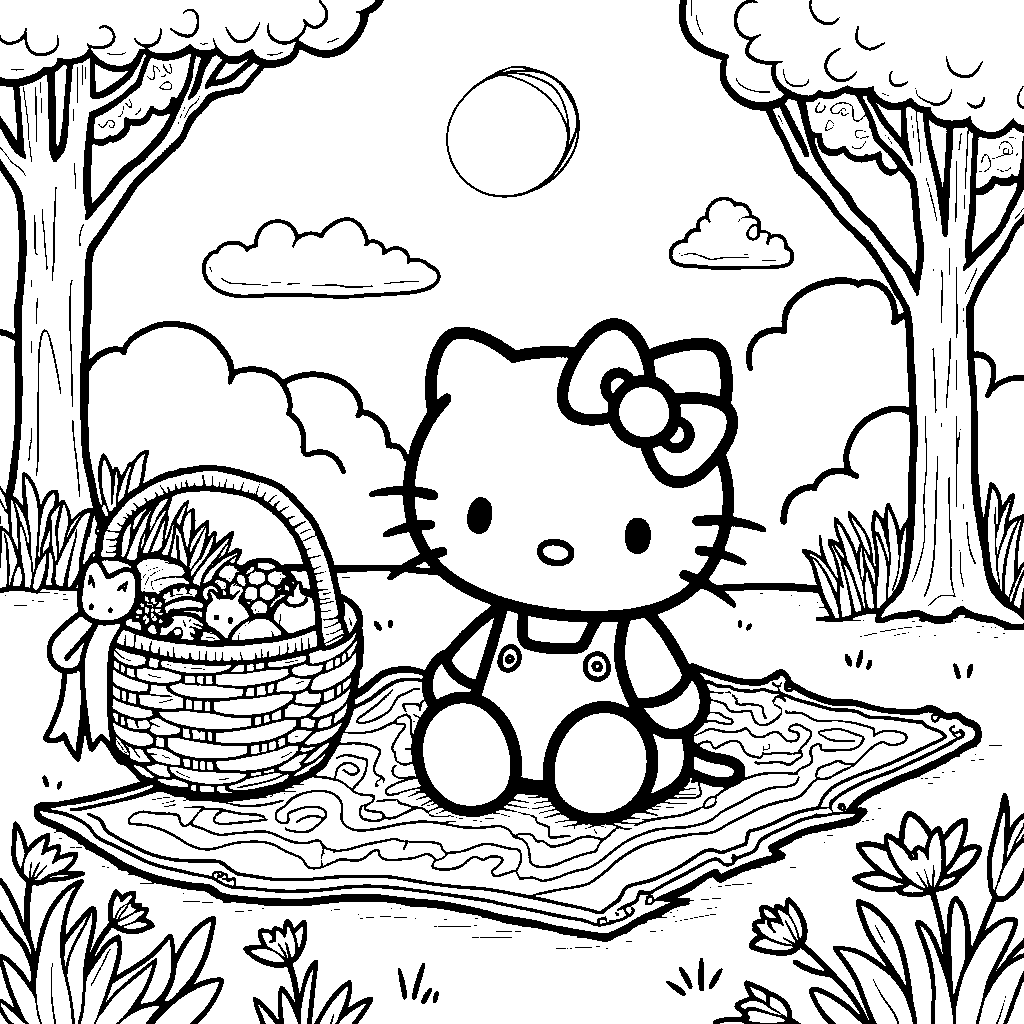 Hello Kitty having a picnic in the park