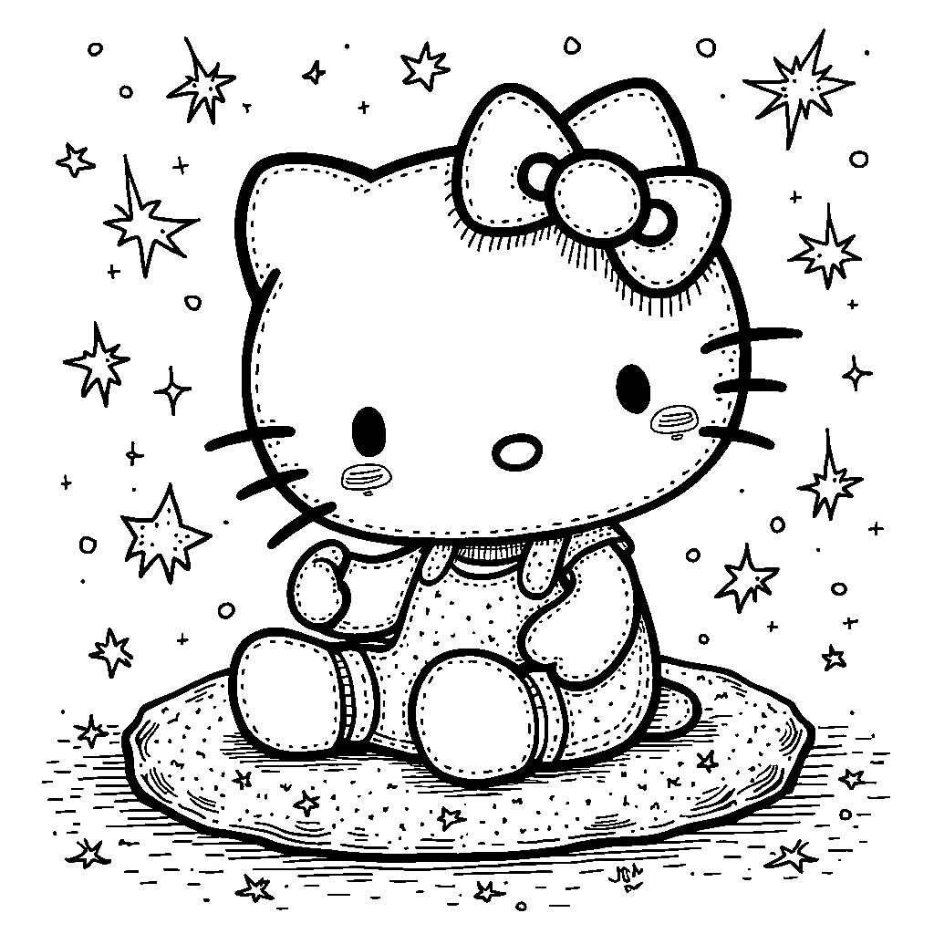 Hello Kitty making a wish on a star