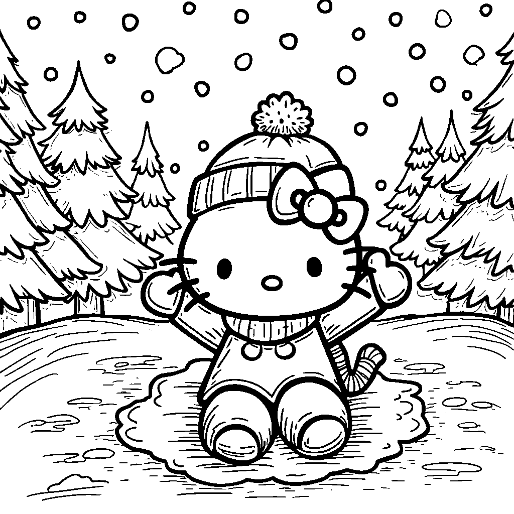 Hello Kitty making snow angels