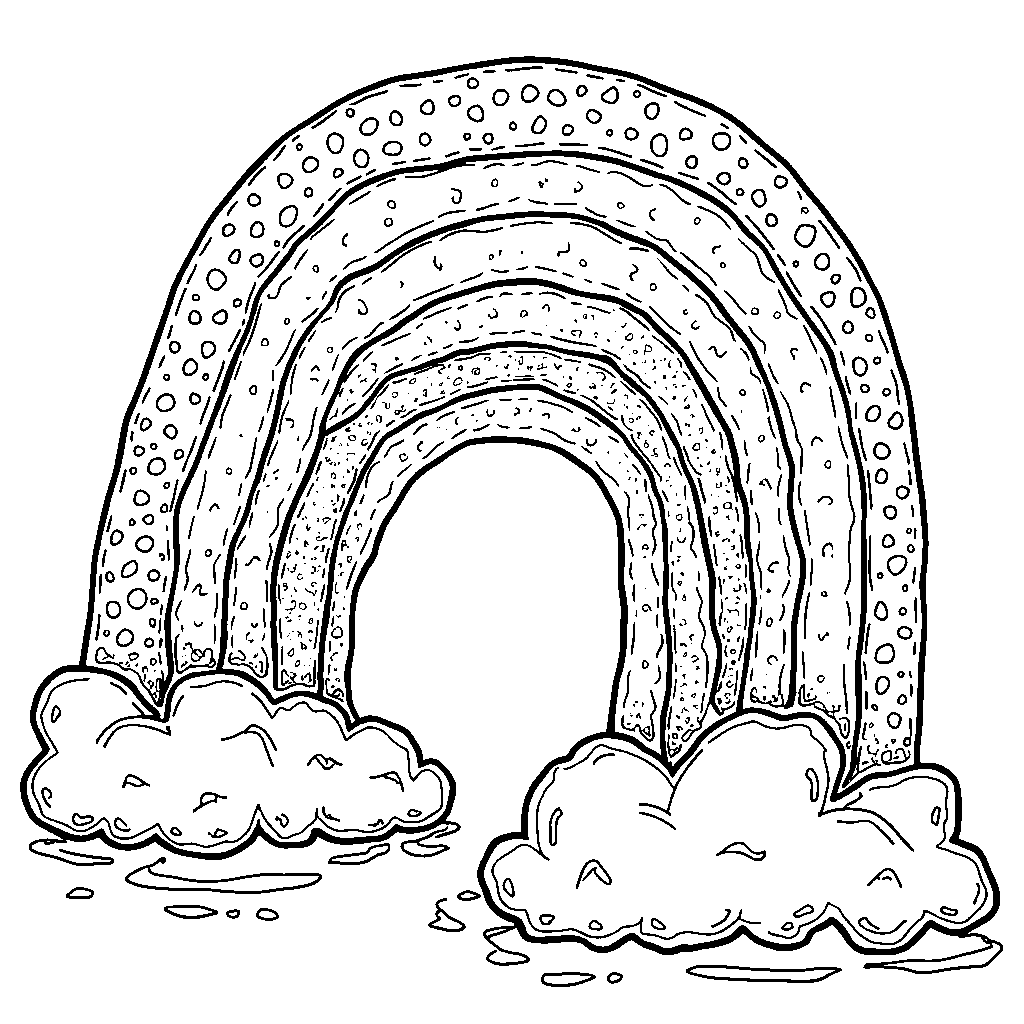 A colorful ice cream rainbow arching over a scoop