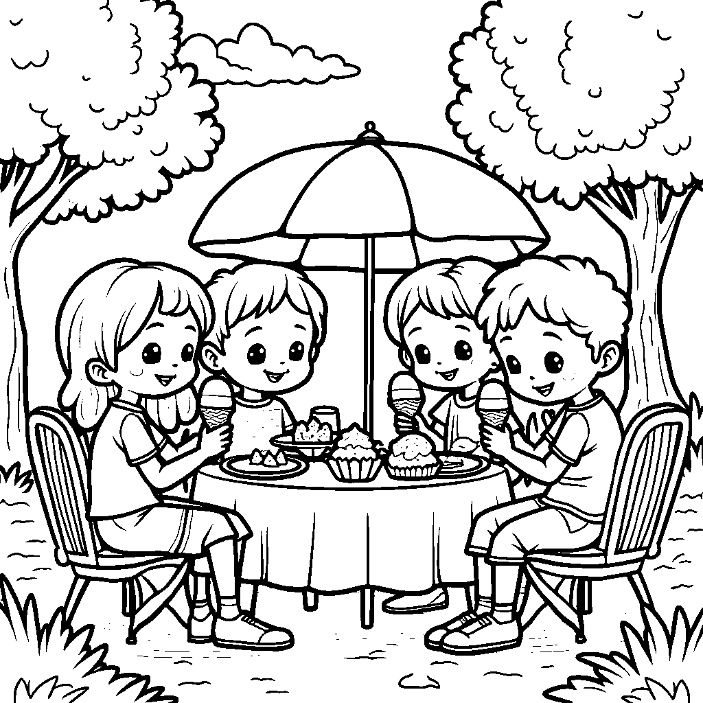 A group of friends having an ice cream party in the park