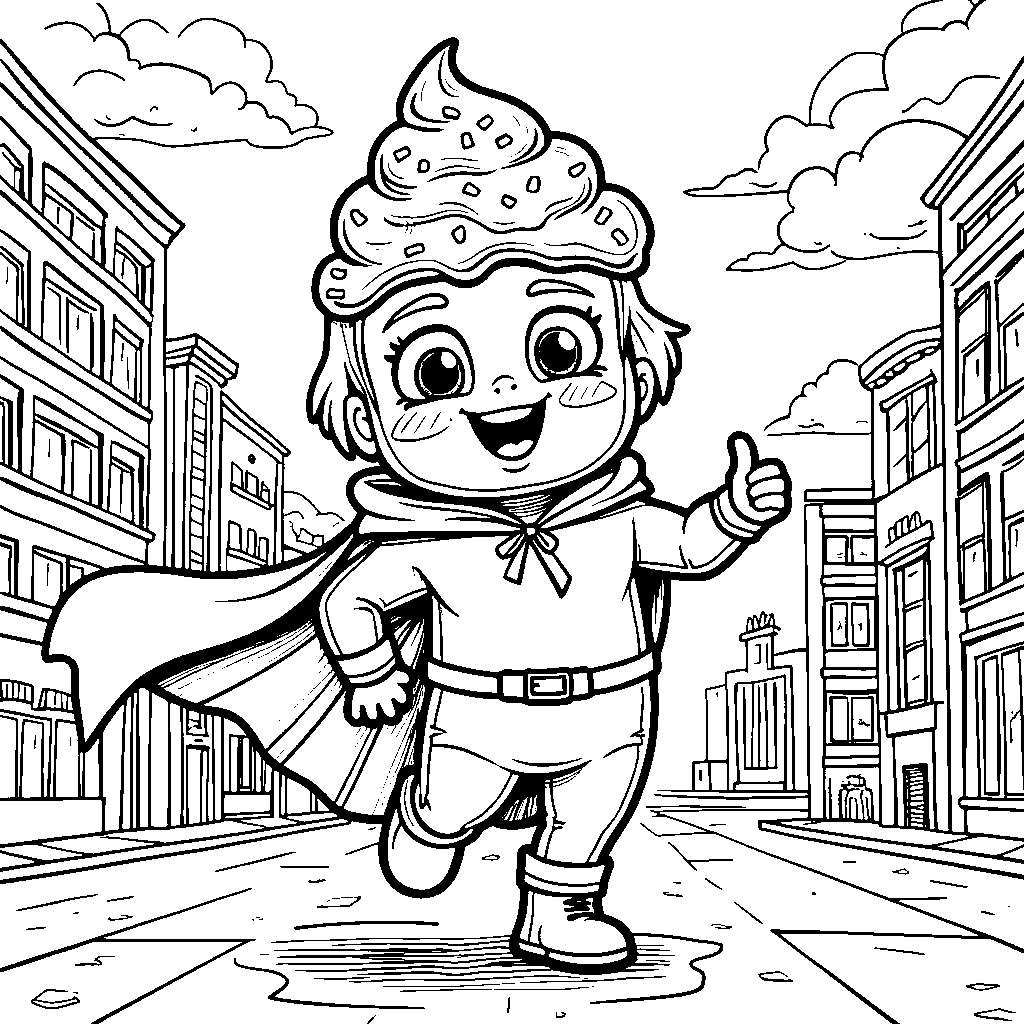 A superhero ice cream character saving the day