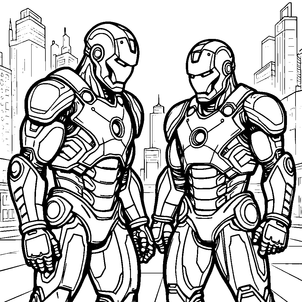 Iron Man and his sidekick, War Machine, ready for action