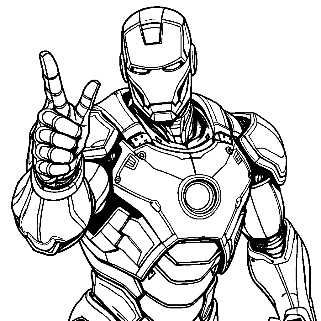 Iron Man giving a thumbs up to his fans