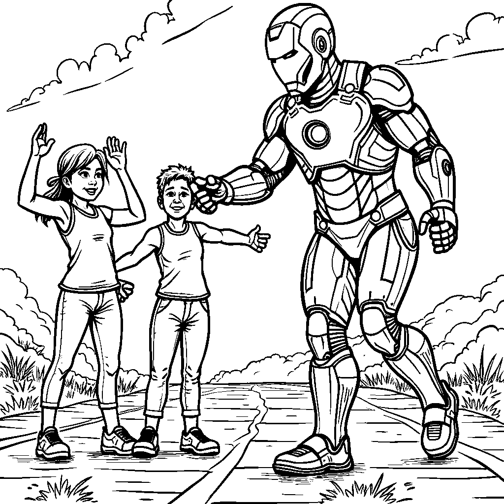 Iron Man leading a fun fitness class for kids