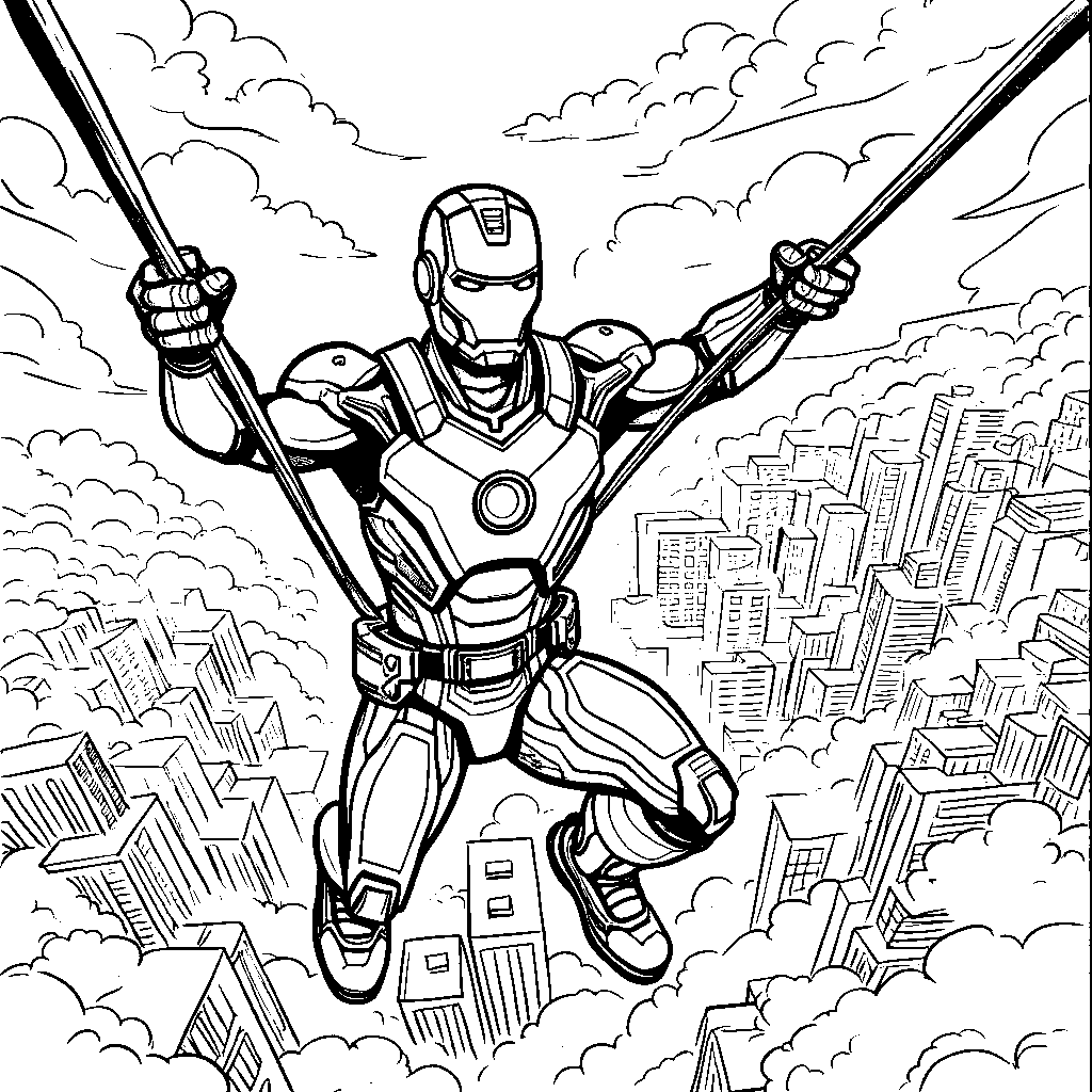 Iron Man on a thrilling zip line adventure