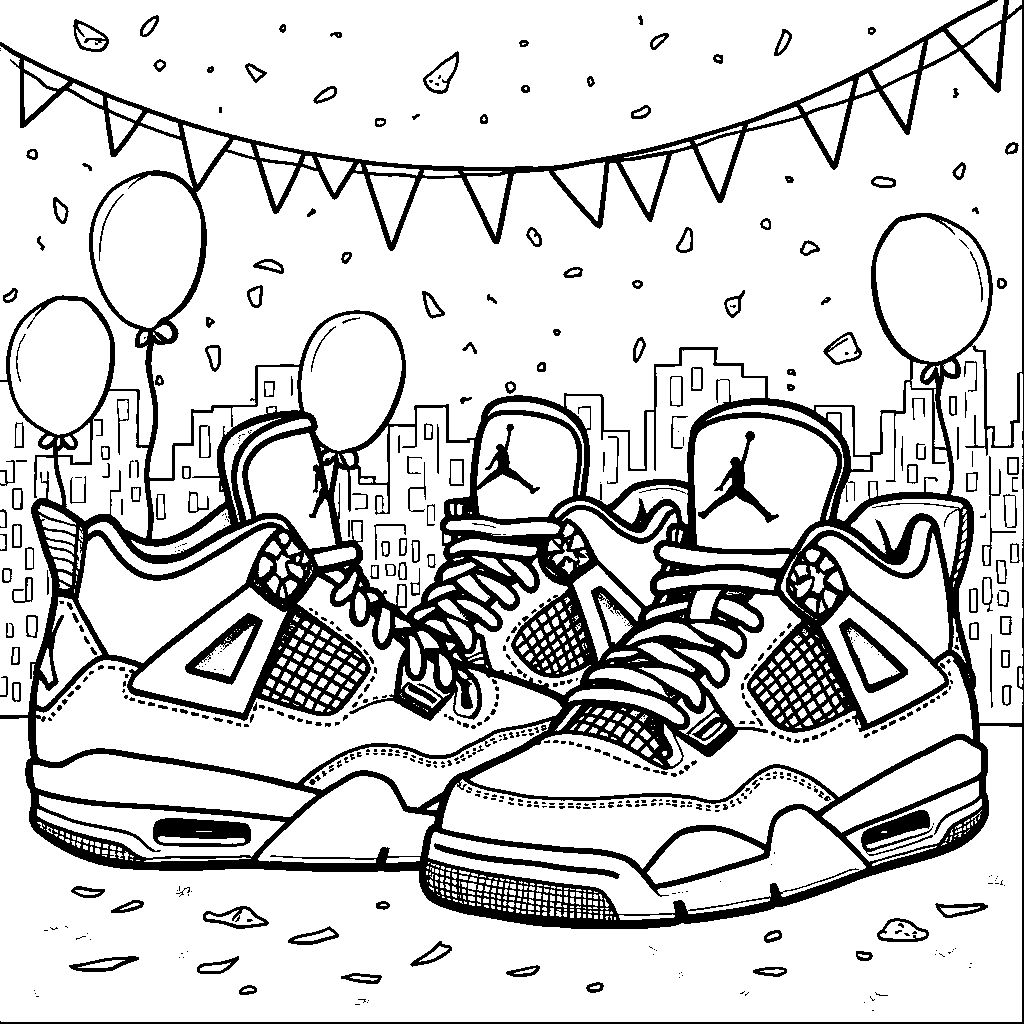 A group of Jordan 4 sneakers having a party