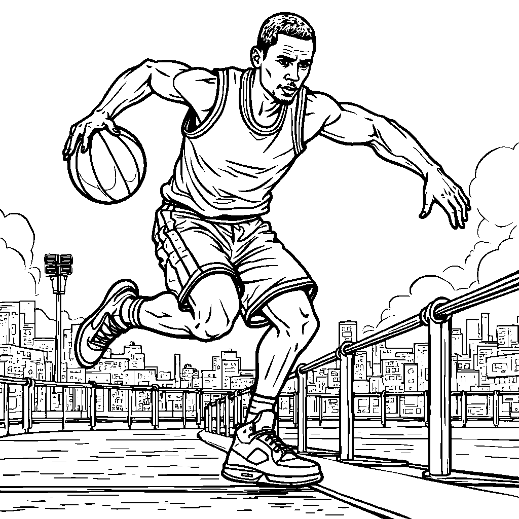 A basketball player wearing Jordan 4s and jumping over a hurdle