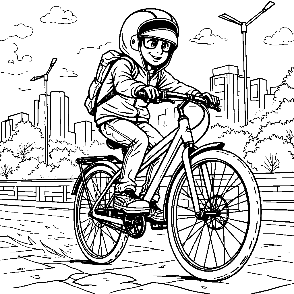 A Jordan 4 sneaker riding a bicycle