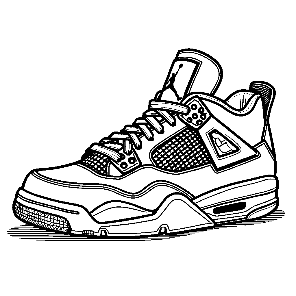 A Jordan 4 sneaker with a basketball-patterned tail