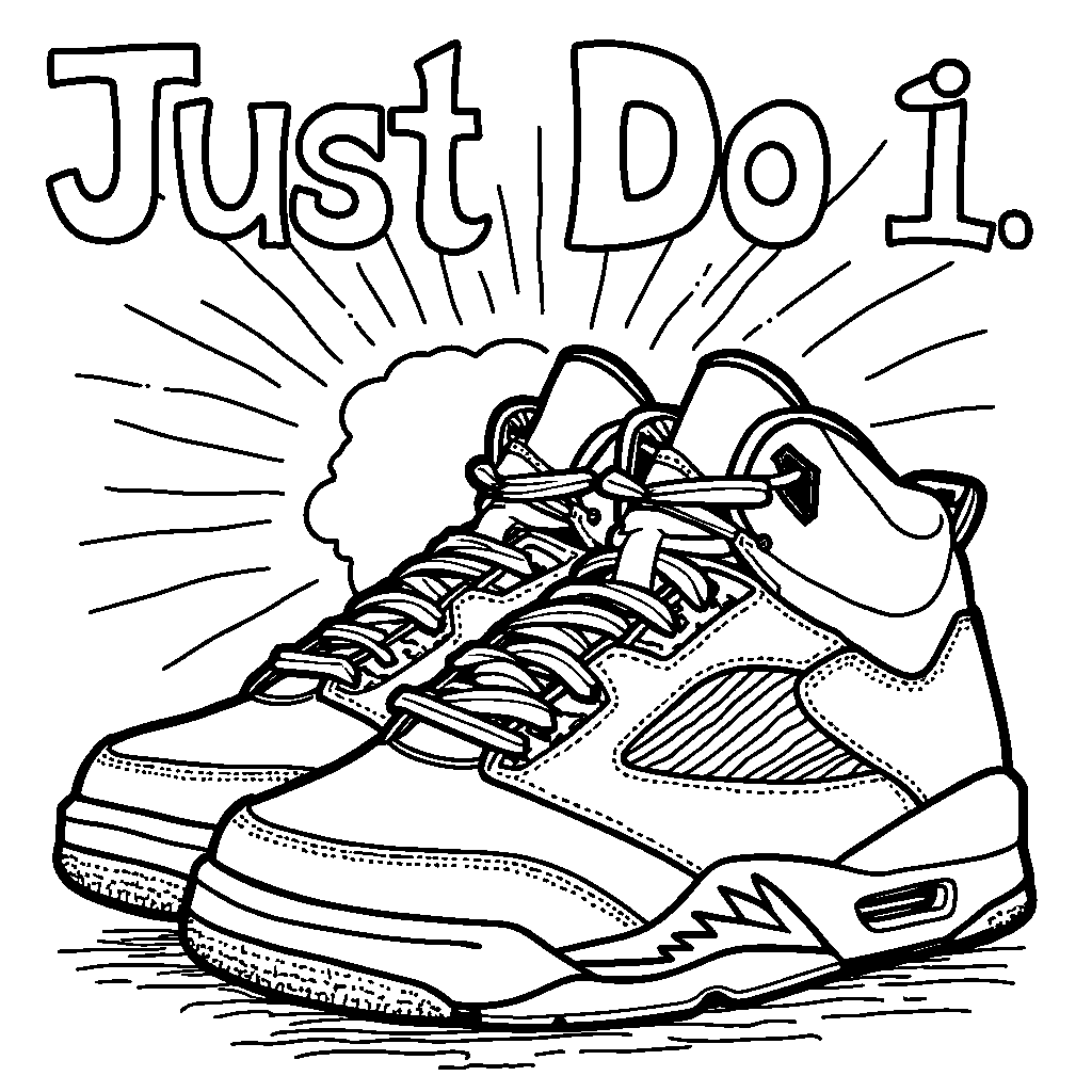 A pair of Jordan 5 shoes with a 'Just Do It' slogan written above them