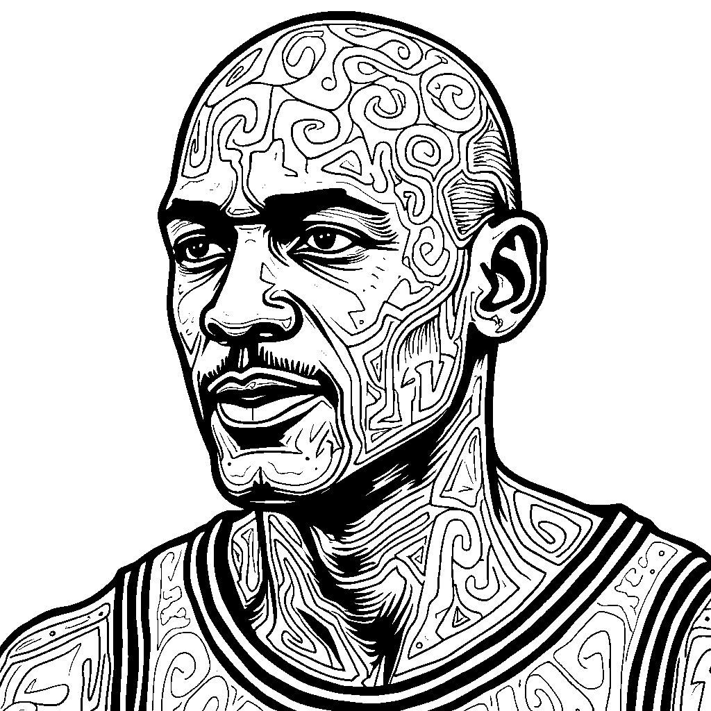 A Michael Jordan portrait made out of tiny Jordan 5 logos