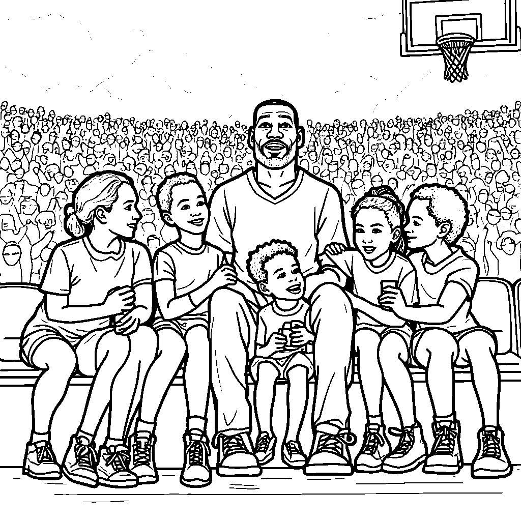 LeBron and his family enjoying a day at a basketball game