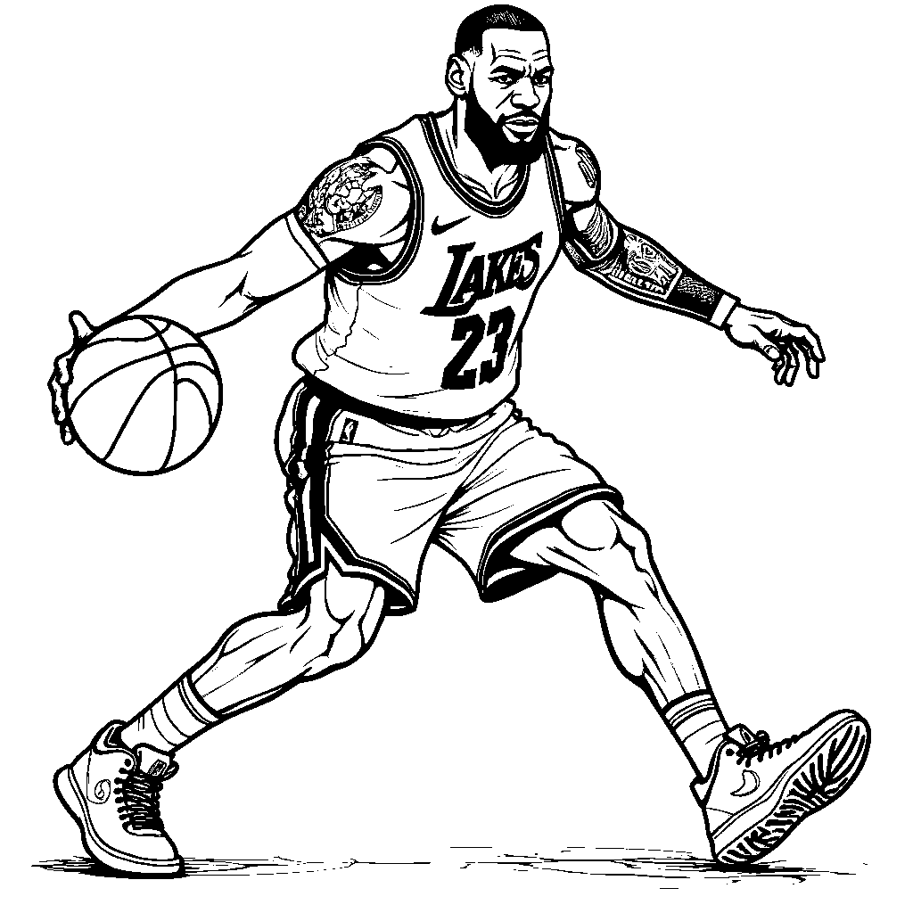 LeBron James in his iconic jersey, striking a dynamic pose