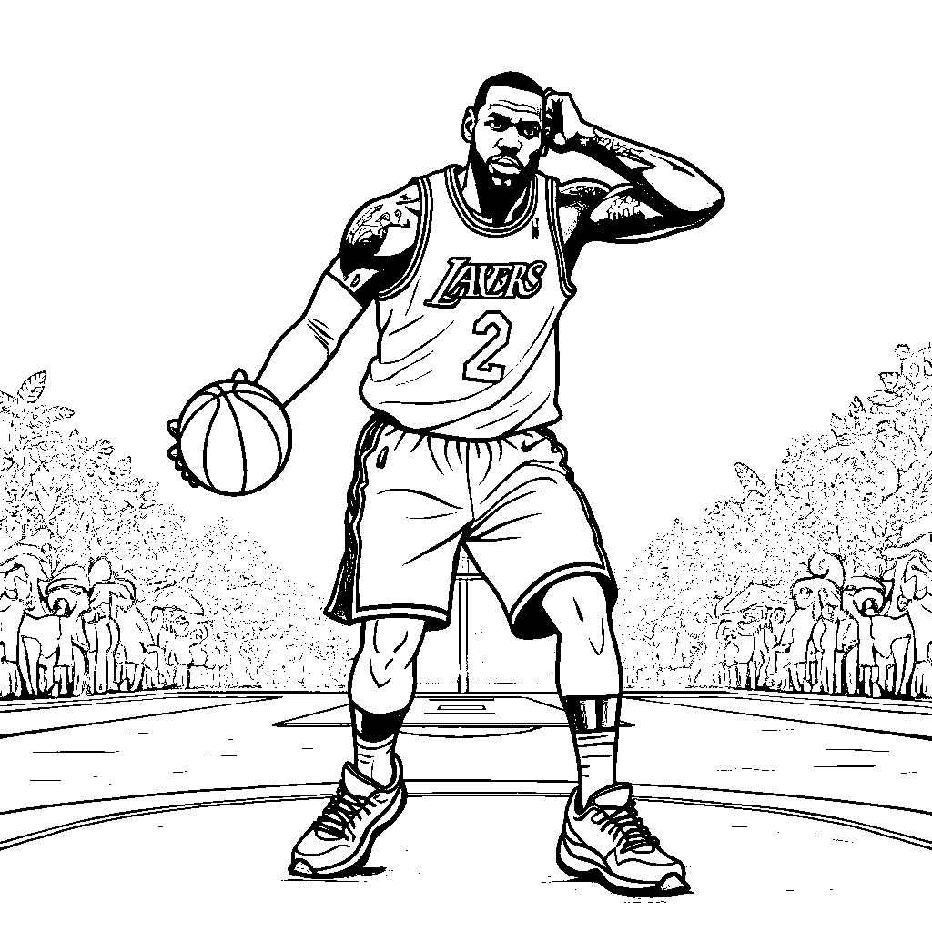 LeBron James performing a funky dance move with a basketball