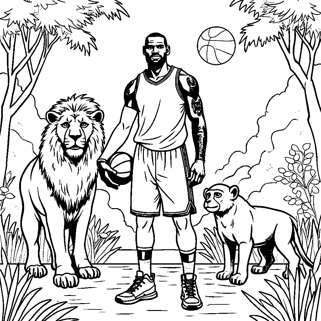 LeBron James surrounded by his favorite animals at a zoo