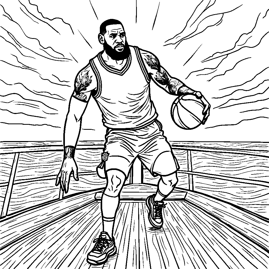 LeBron sailing on a ship, practicing basketball on the deck