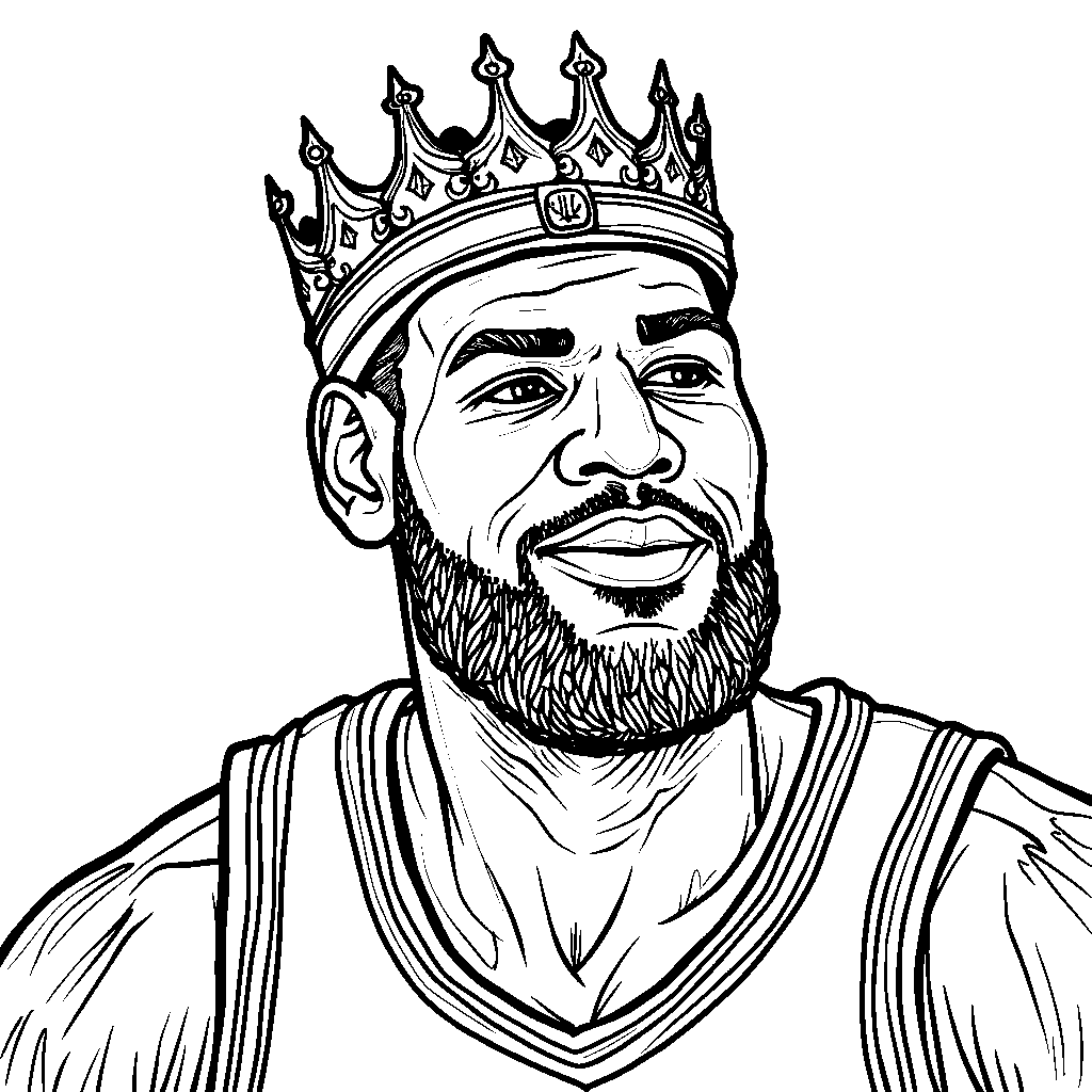 LeBron wearing a crown, symbolizing him as the 'King' of basketball