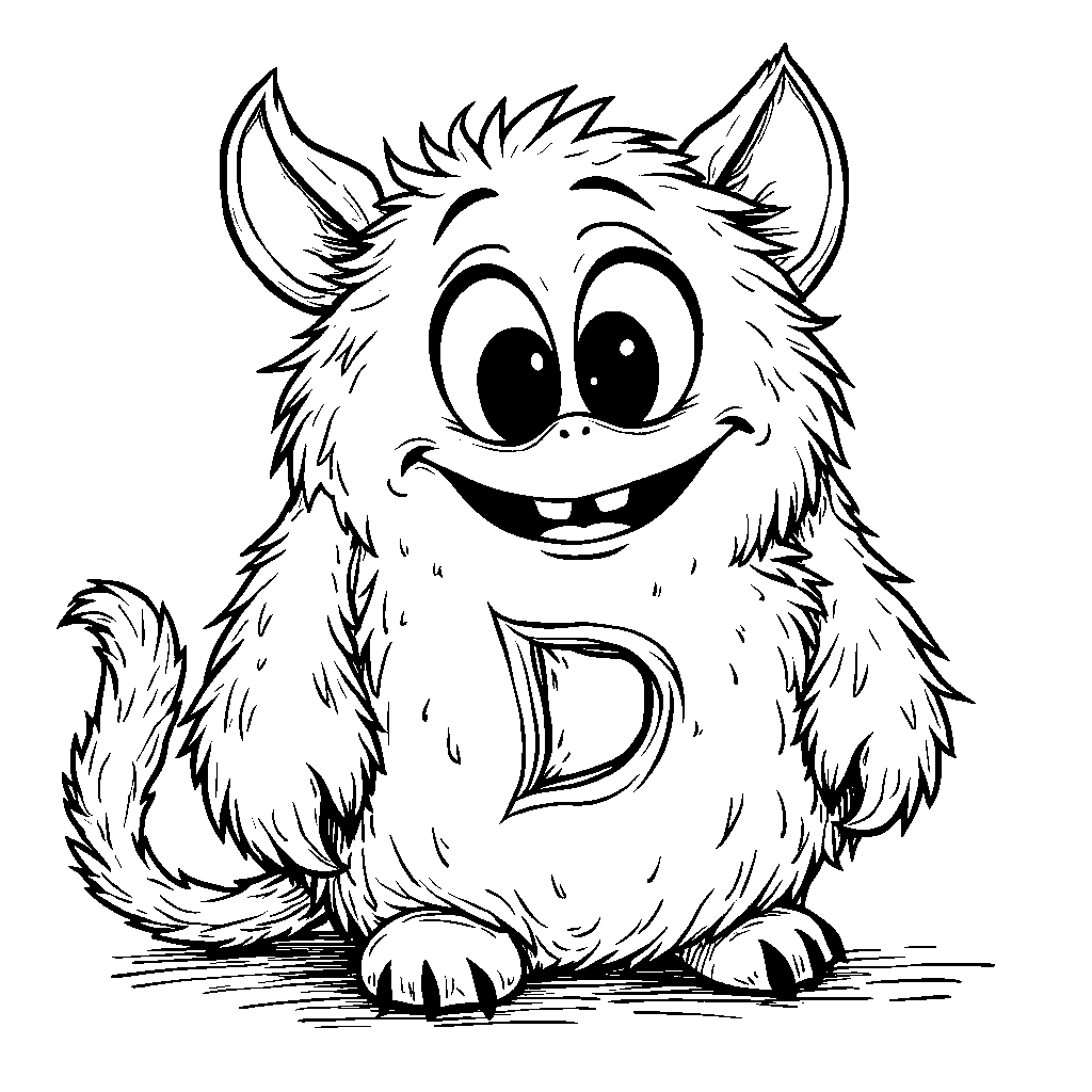 A letter B depicted as a friendly monster with big eyes and fuzzy fur