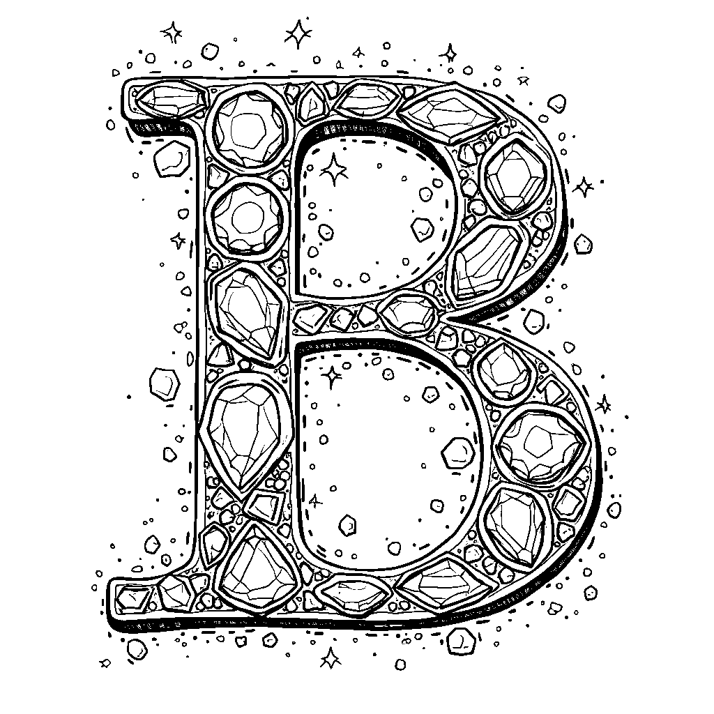 A letter B made out of sparkly jewels and diamonds