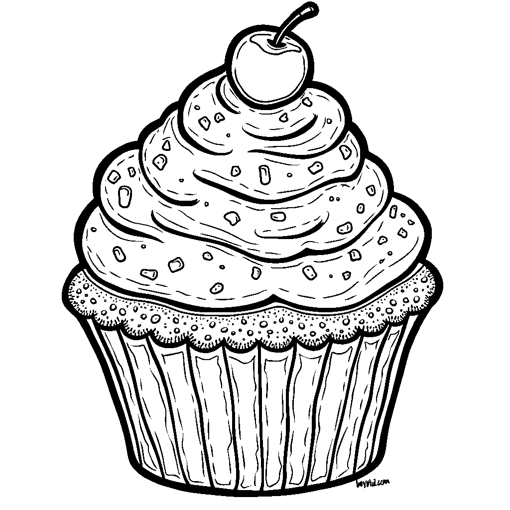 The letter B as a giant cupcake with a cherry on top