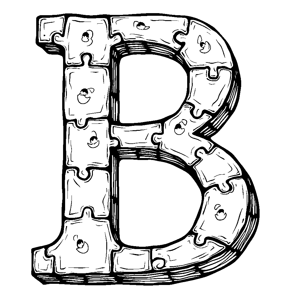 The letter B made of colorful puzzle pieces fitting together