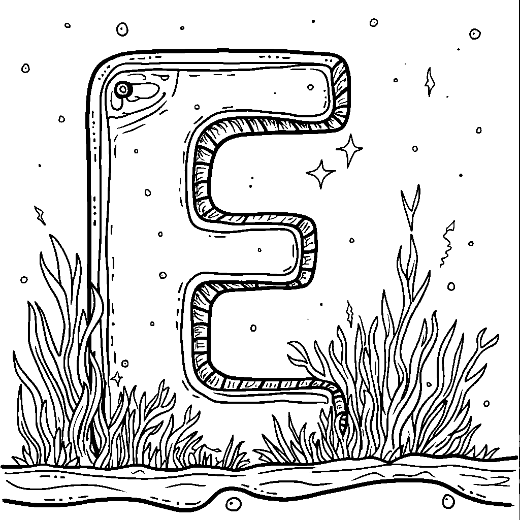 The letter E as a storyboard filled with exciting scenes