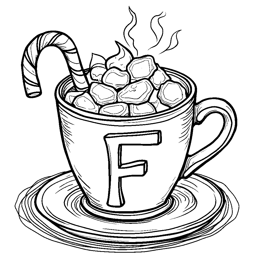 Creative Drawing Idea: Cozy Cup of Hot Chocolate Shaped Like the Letter F