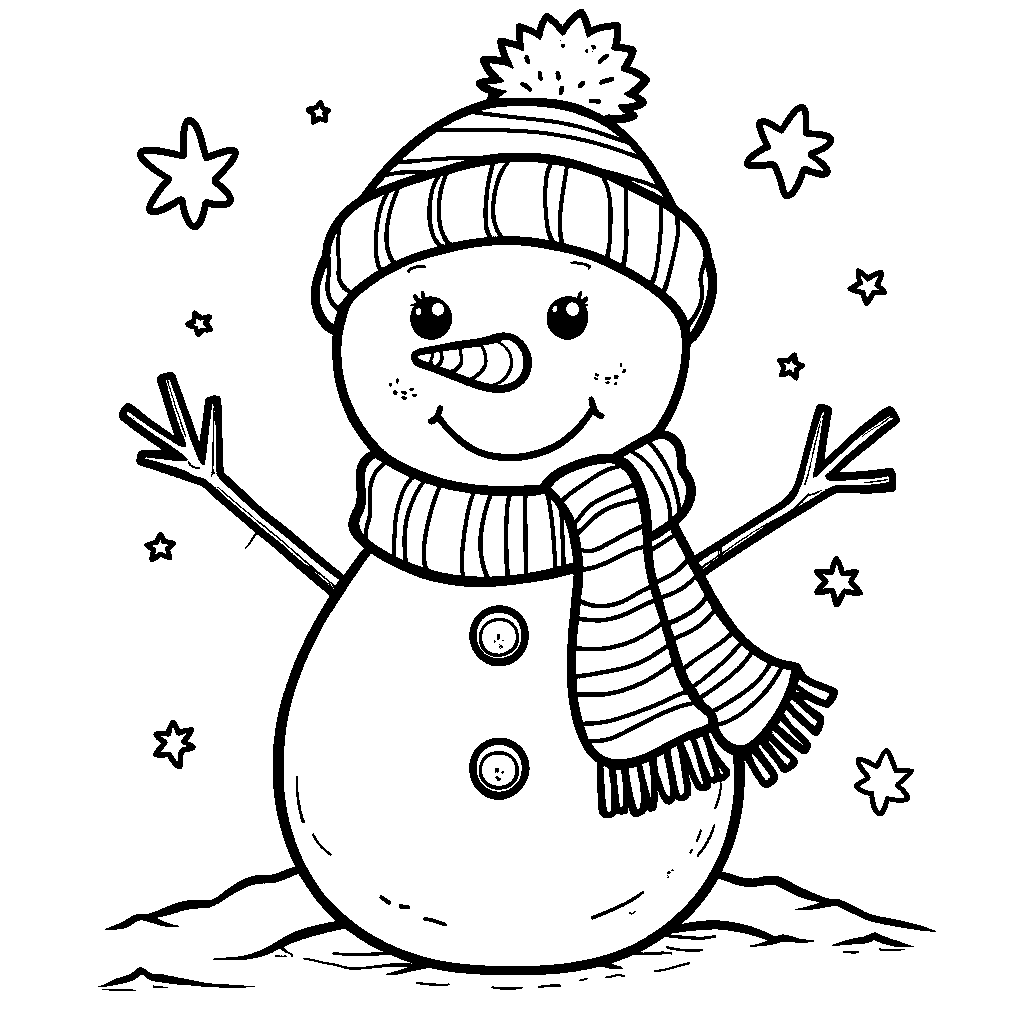 The letter F as a cheerful snowman, complete with a scarf.