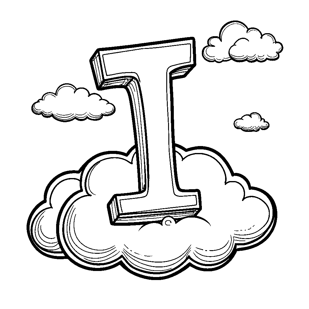 A letter I floating on a fluffy cloud