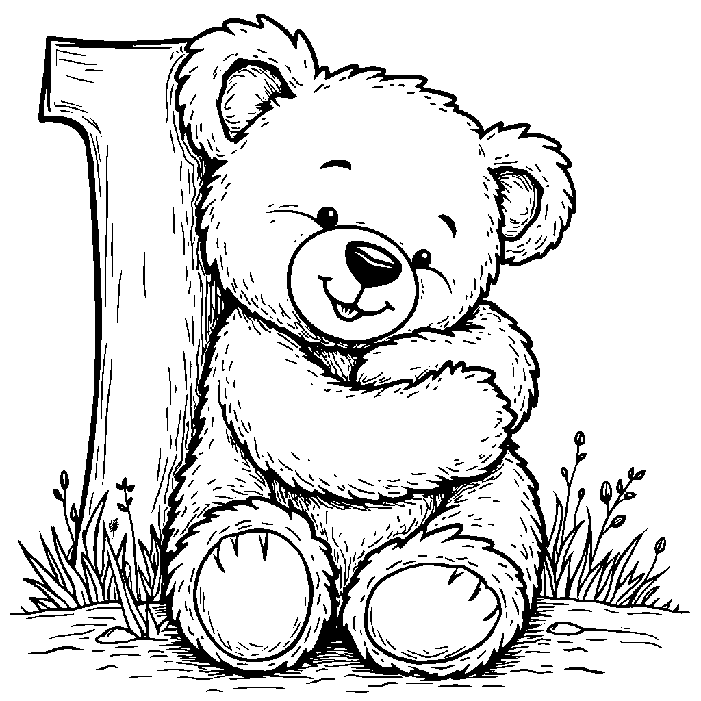 A letter I hugging a big teddy bear