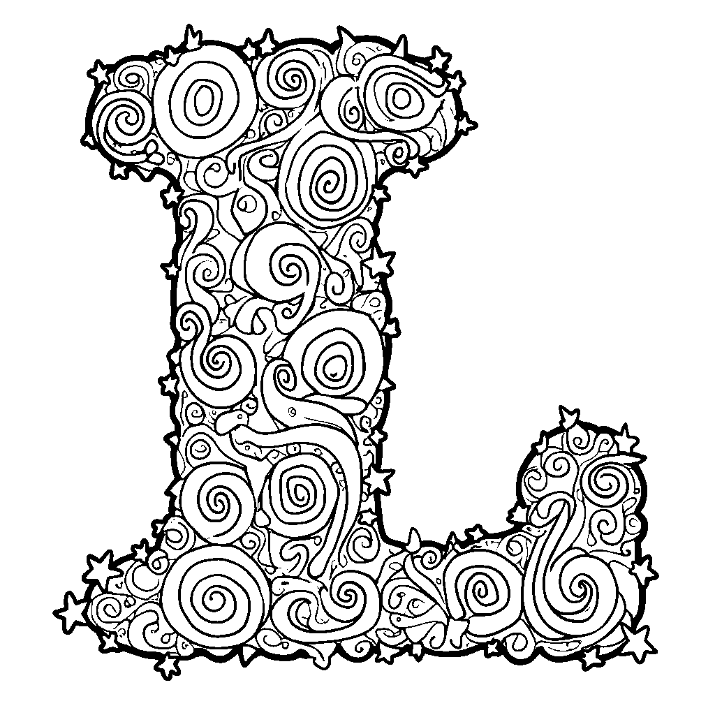 A letter I made of different shapes like circles and stars