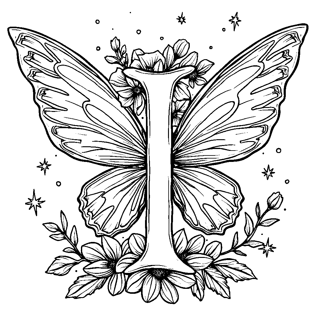 A magical letter I with fairy wings