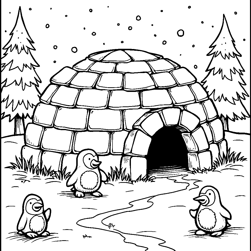 An igloo with the letter I as the entrance