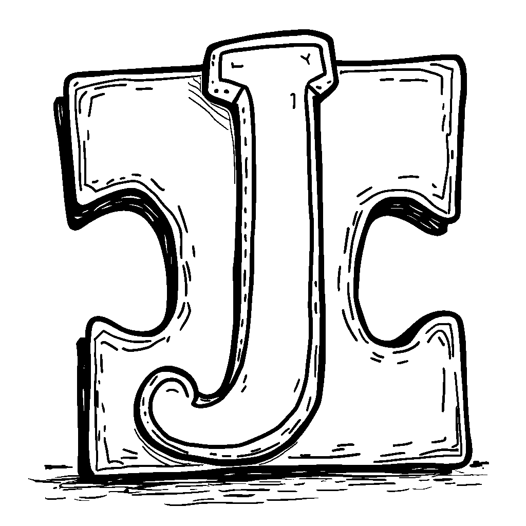 A jigsaw puzzle piece with the letter J in the center.