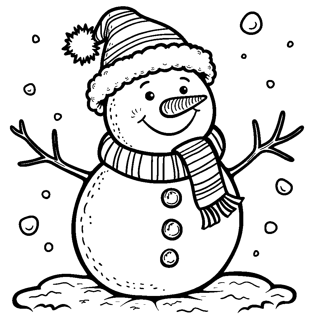 A letter K snowman wearing a scarf and a hat