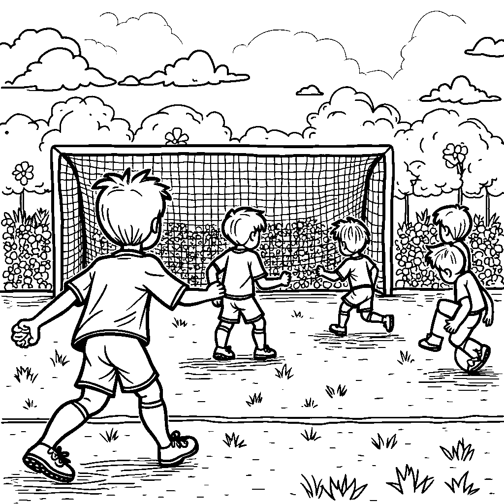 A sports scene featuring the letter K as a goal post